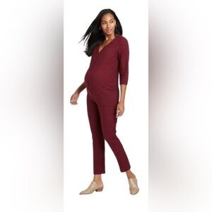 The nines by Hatch Burgundy Maternity Jumpsuit Size Medium